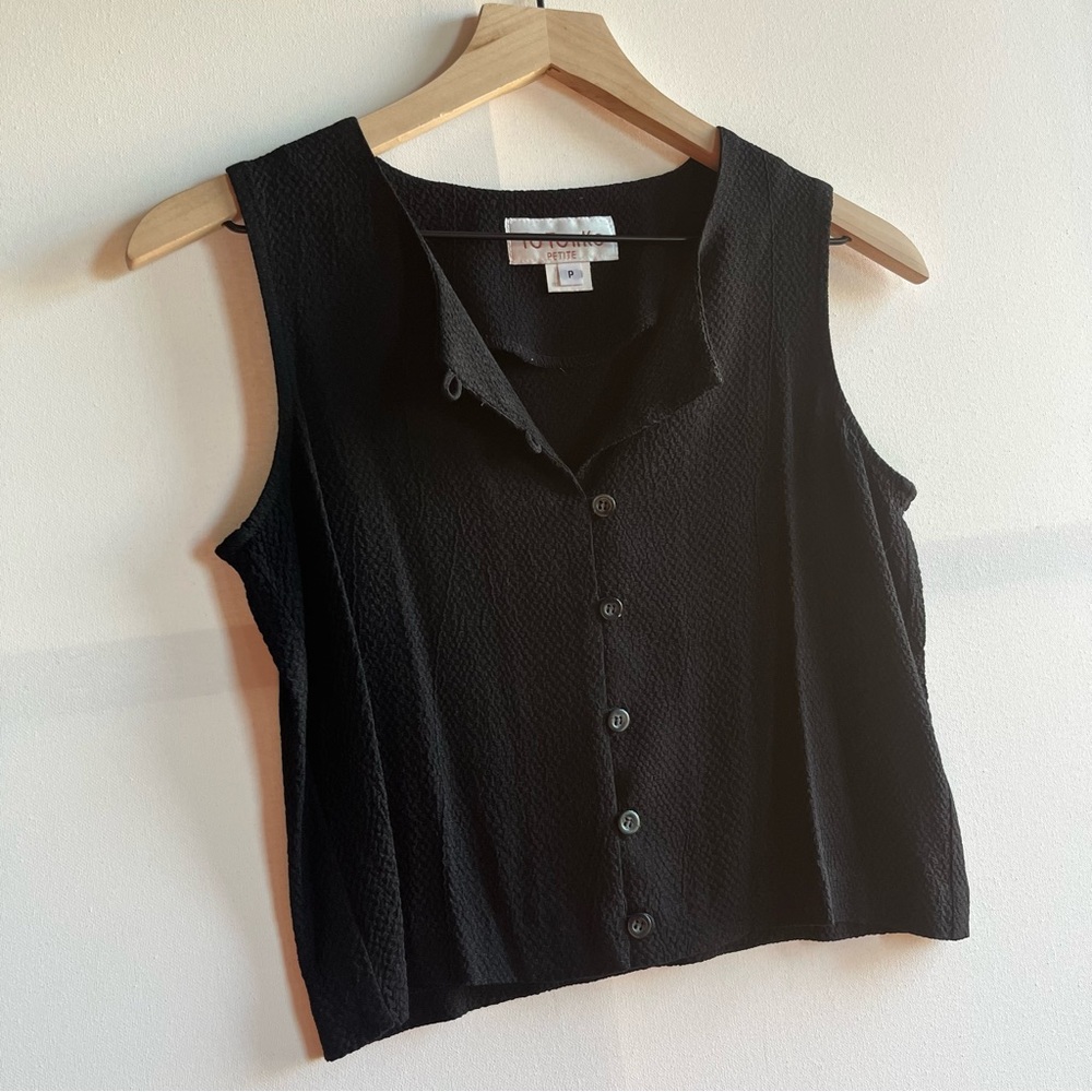Vintage Crepe Button Up Top